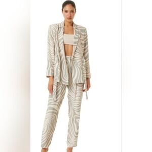 Misa Los Angeles Cream & Gray Zebra Swirl Patterned Trousers